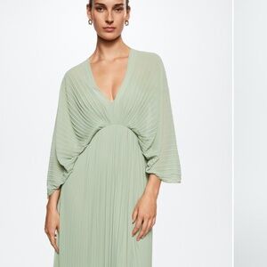 Dress Day Flowy Pleated Jade Green Dress - women's size S